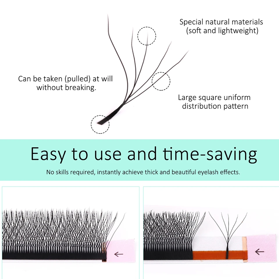 AGUUD 5D W Shaped C D L M Curl Eyelash Extension Premade Fans 5D Shape Blooming Lashes Brown 4DW Eyelash Extension W Shaped Lash