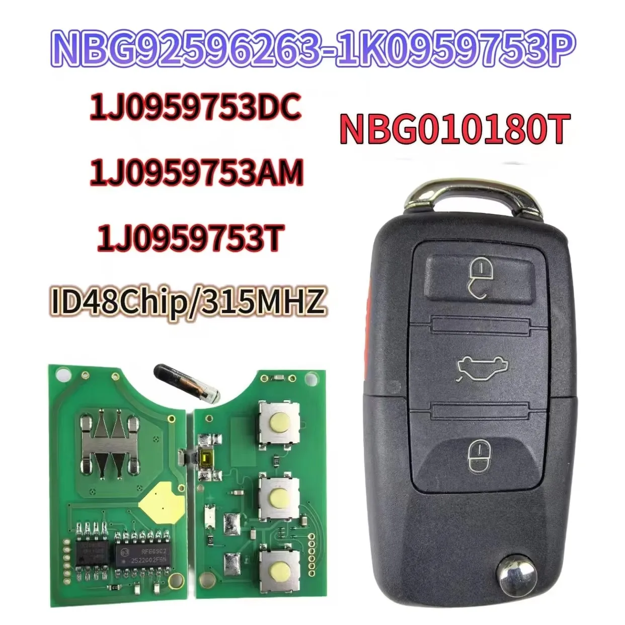 

2 шт. чипы ID48 315 МГц 1J0959753AM/1J0959753DC/1J0959753T/1K0959753P/NBG010180T для автомобильных ключей VW Beetle Golf Passat Jetta 2000-2006