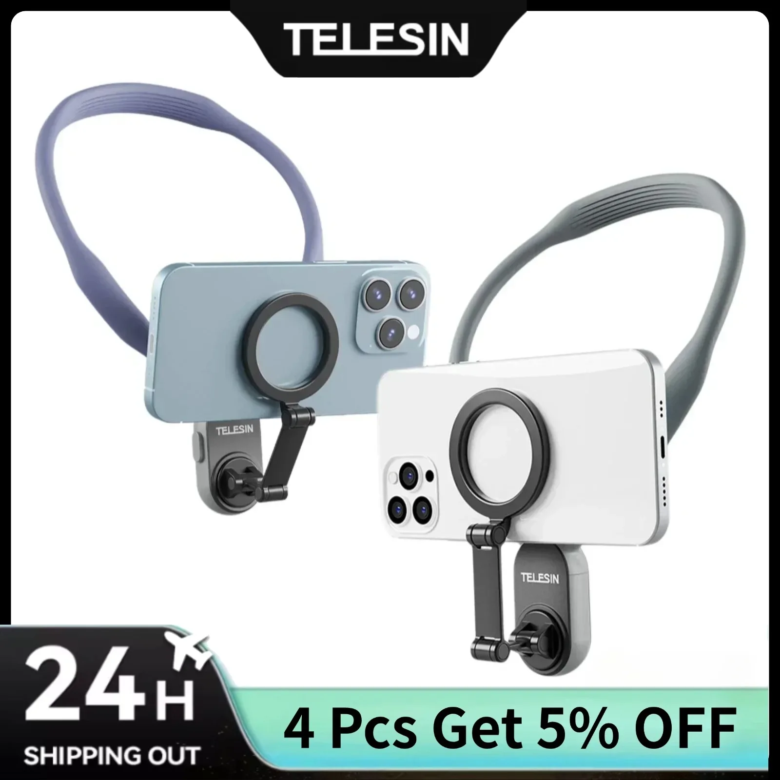 TELESIN Magsafe シリコーンネックマウント電話ホルダー iPhone 16 15 14 13 プロマックスサムスン Android 磁気電話スタンドアクセサリー
