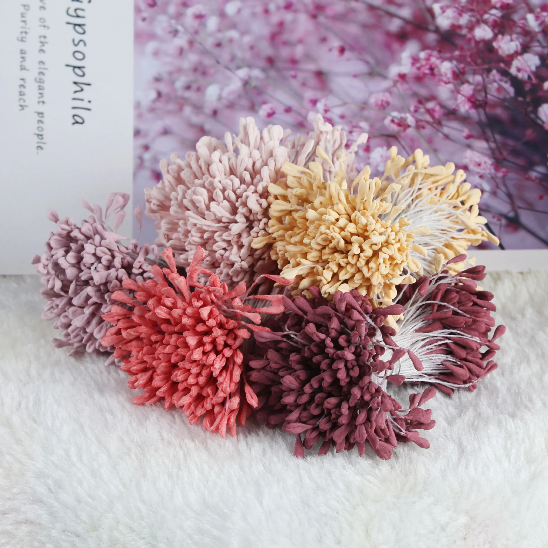 400pcs Simulation Matte Flower Core Match Head Gypsum Beads Stamen Rose Lily Flower Core DIY Handmade Accessories Material