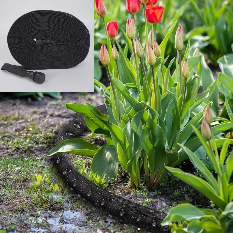 

Черный шланг-дождеватель для сада, экономит 80% воды для системы капельного орошения газонов, дворов, клумб, овощных грядок, 25/50/75 футов