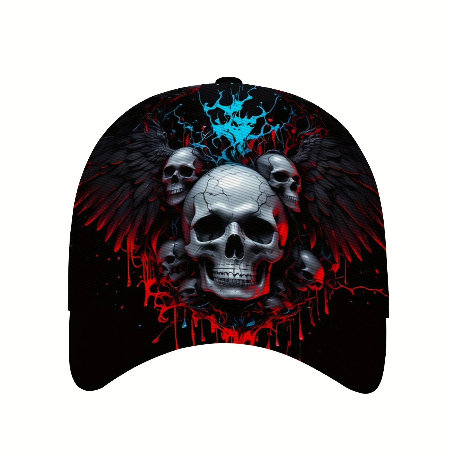 Skull Pattern Hip-Hop Fashion Baseball Cap Unique Style Design Adjustable Size Cool Graphic Prints Sporty Headwear