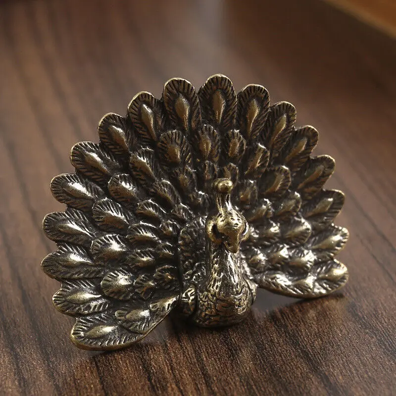 Tabletop Figurine Brass Peacock Animal Statue Sculpture Exquisite Home Decoration Gifts