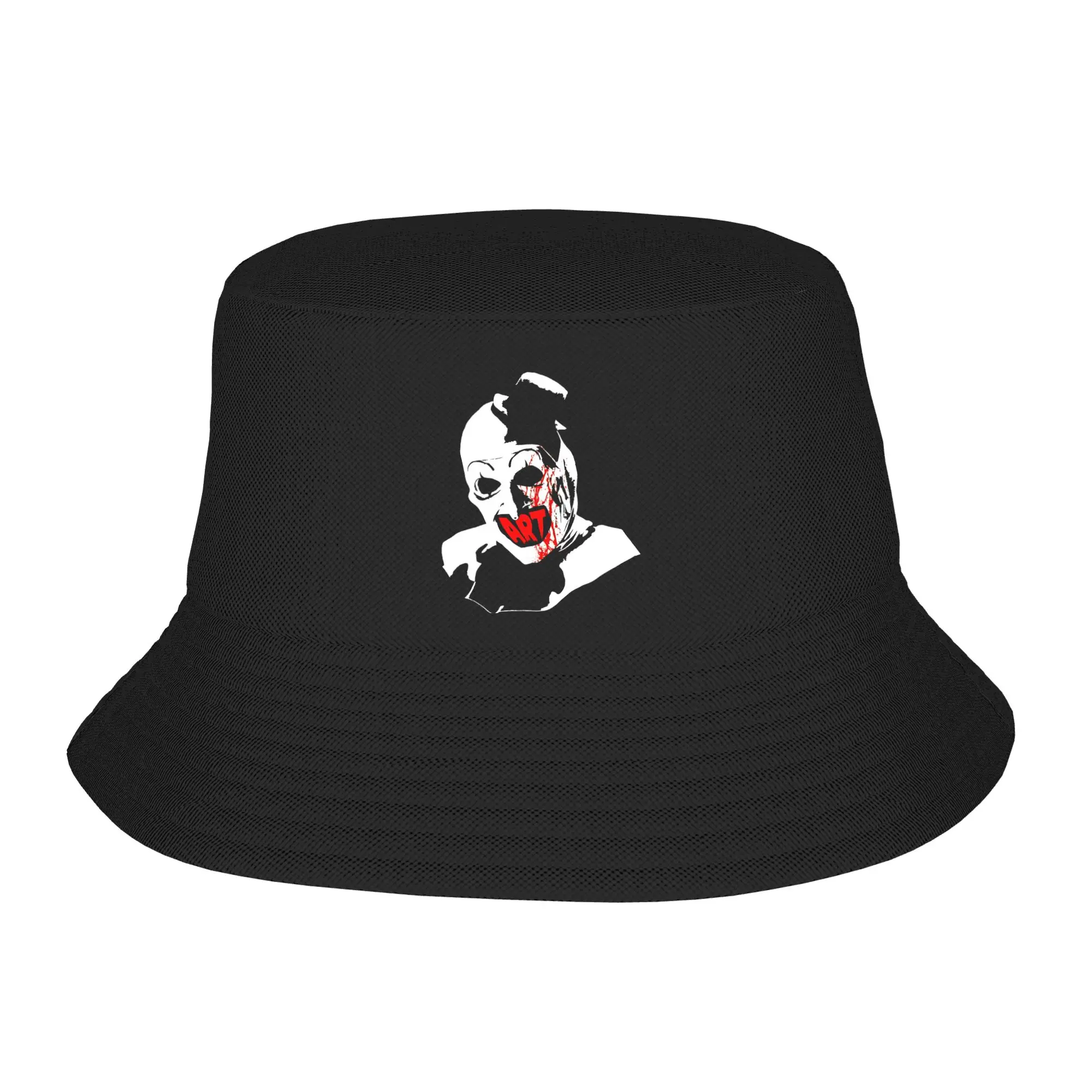 Terrifier Art Der Clown  Bucket Hat  Streetwear Fisherman Caps Portable Fishing Visor Hats For Men Women Vintage Graphic Cap