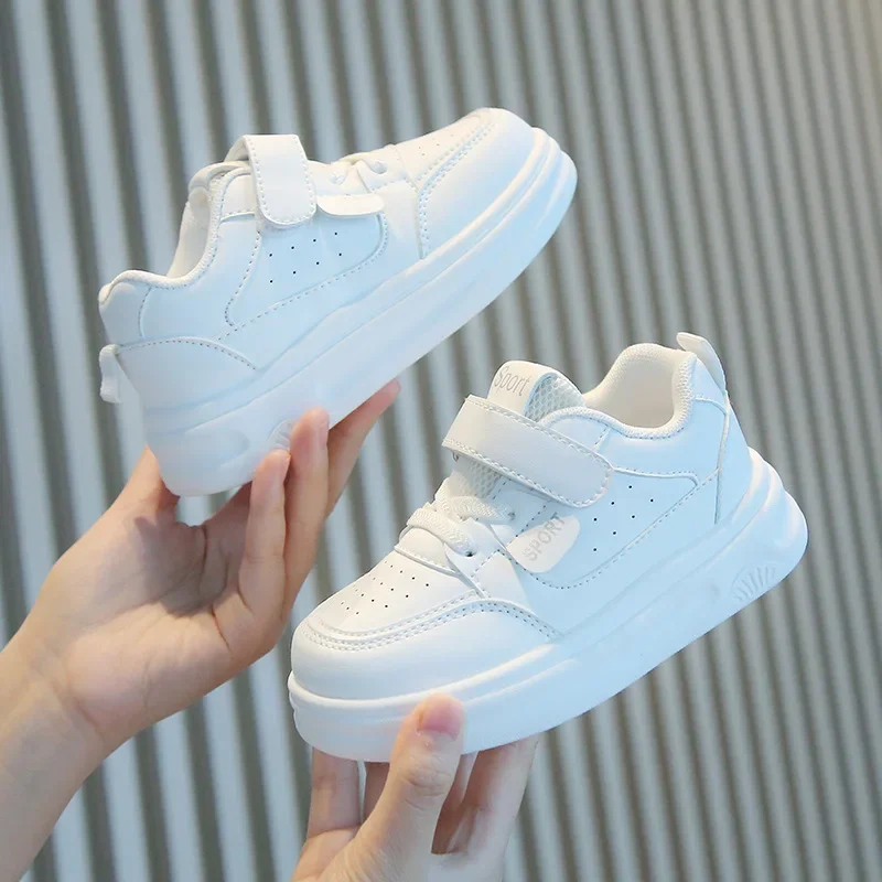 

Children Spring Autumn Small Whiteboard Shoes Kid Solid Color Sneaker Casual Soft Soled Shoe Children Sport Shoes Neutral Velcro