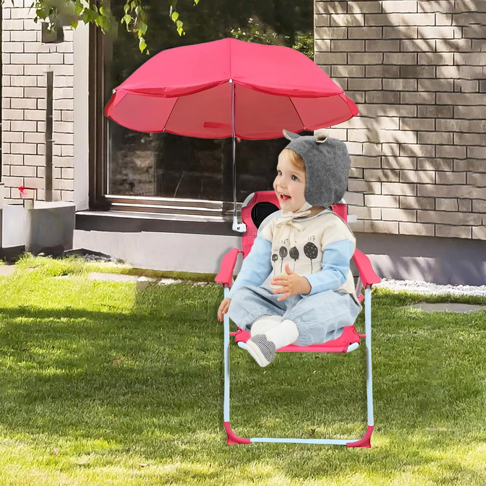 كرسي أطفال مع مظلة قابلة للطي مقعد حديقة مقاوم للرمل والرياح وخفيف الوزن كرسي أطفال محمول لقضاء العطلات في الفناء الخلفي للنزهة