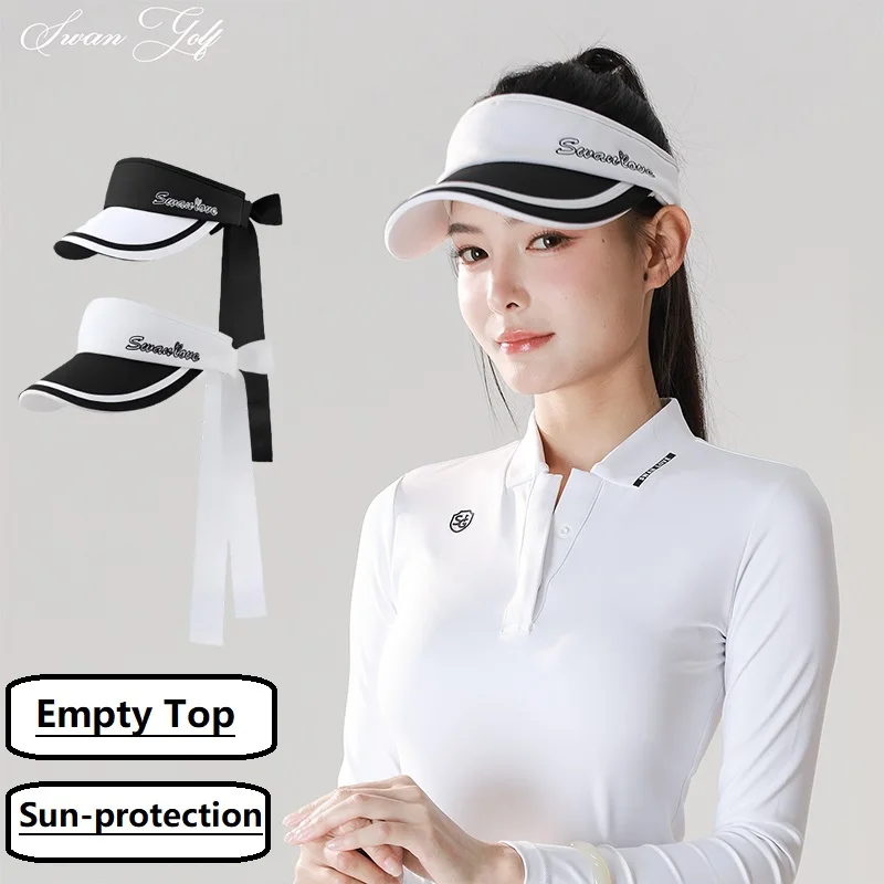 

Новый женский солнцезащитный козырек 2025 года, регулируемая защита от ультрафиолета, пустая верхняя кепка для гольфа с большими полями, солнцезащитный крем, спортивная теннисная шляпа, бейсболка с галстуком-бабочкой