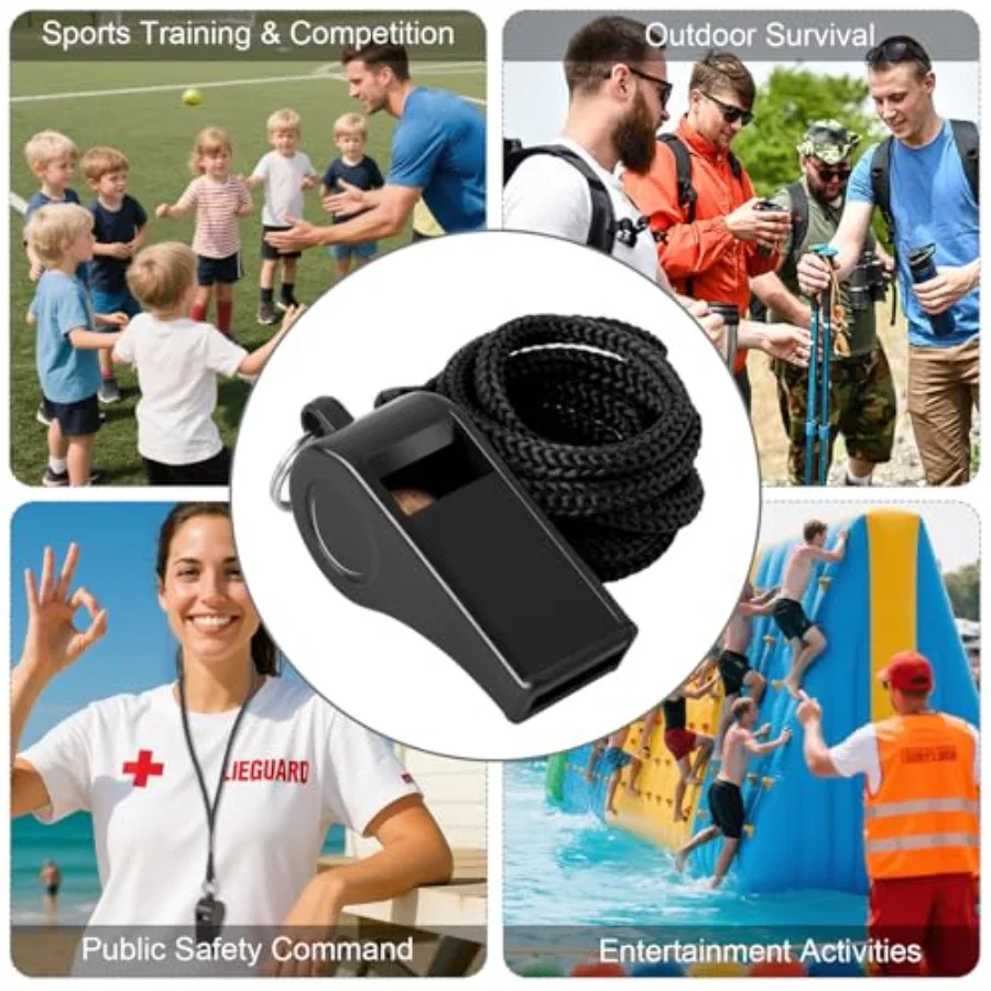 8Pack Colorful Plastic Whistles with Lanyards 120dB Loud Sports Whistles for Coaches Teachers Emergency Kits Events