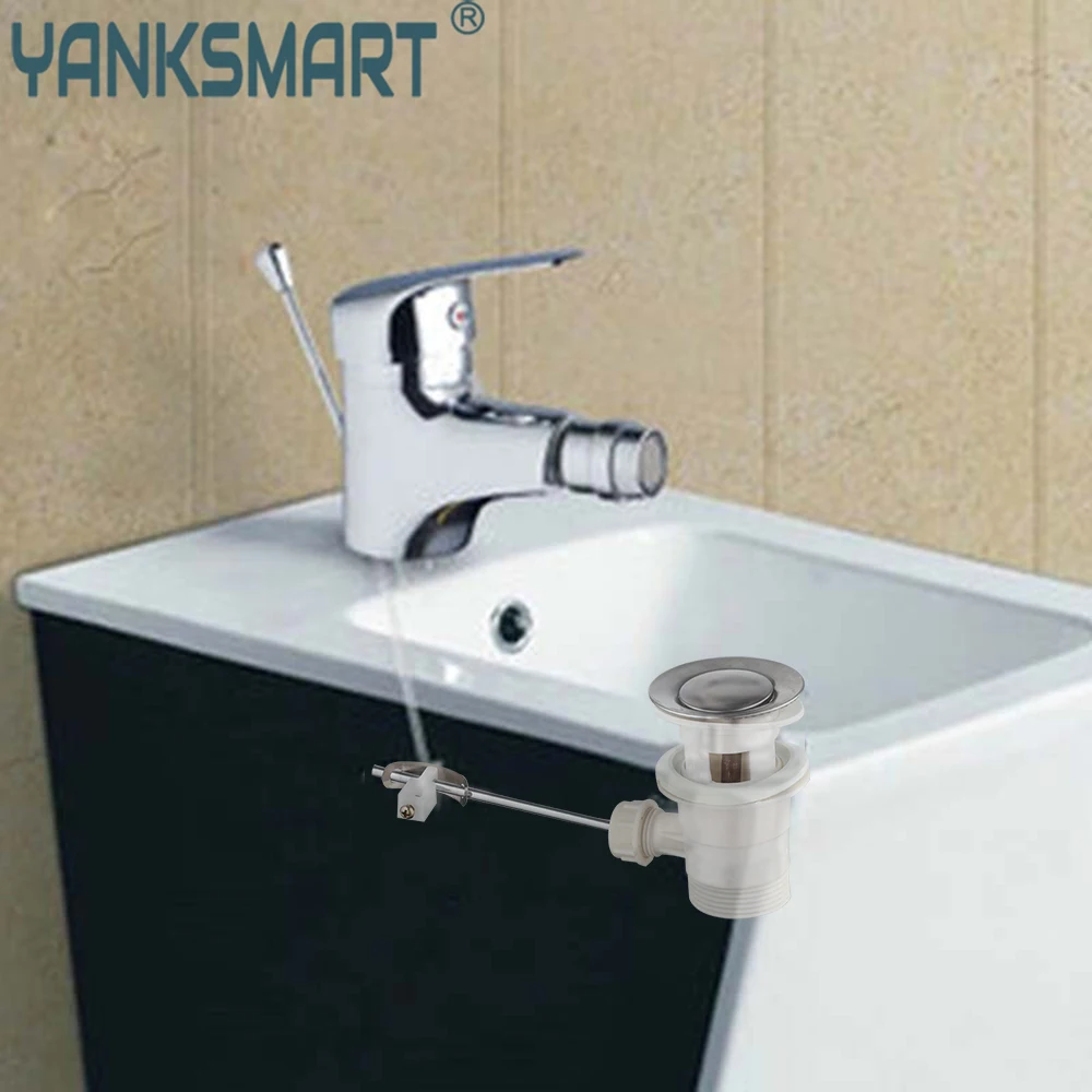 

YANKSMART Bidet Faucet Wash Basin Bathroom Faucets W/ Pop Up Drain Hose Deck Mounted Chrome Sink Faucets Hot and Cold Mixer Tap