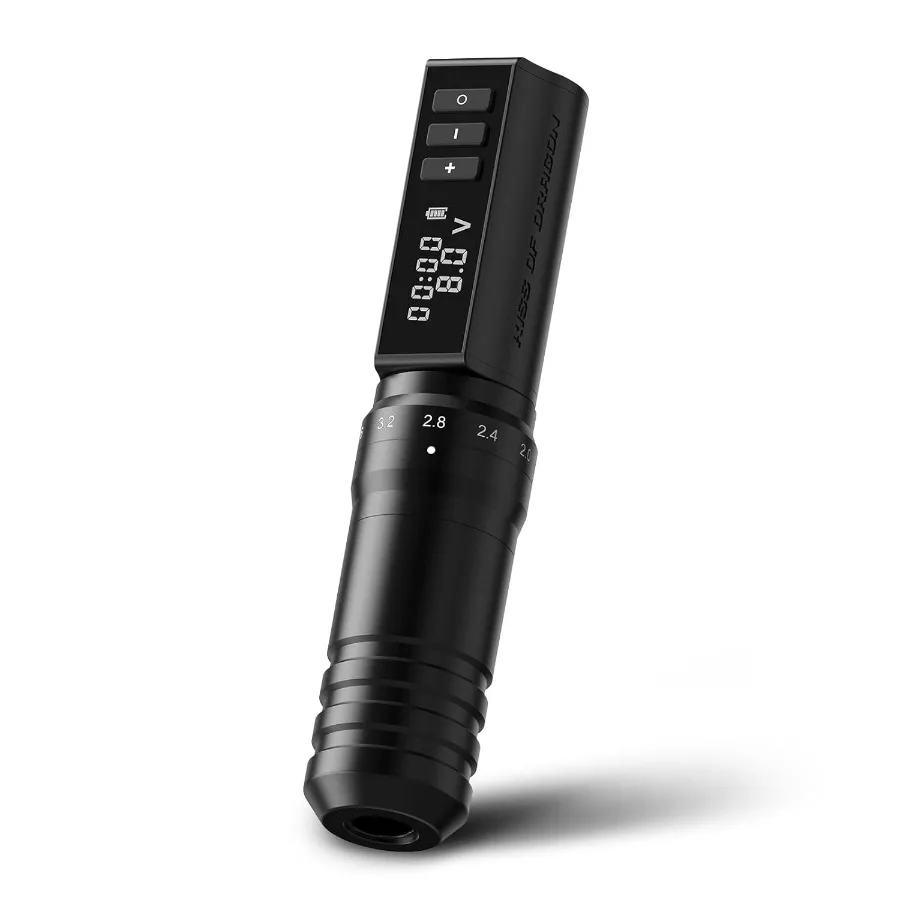 무선 로터리 타투 머신, 2400mAh 배터리 및 6단계 조절 가능한 스트로크 길이, 코어리스 모터 구동 프로 타투 건