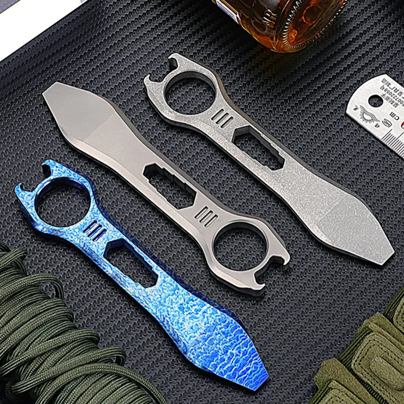 Titânio Ferramenta Multifuncional para Acampamento ao ar Livre Chave de Fenda Hexagonal Edc Abridor de Garrafas Multifuncional Crowbar Saca-rolhas Pingente Chave 139 mm