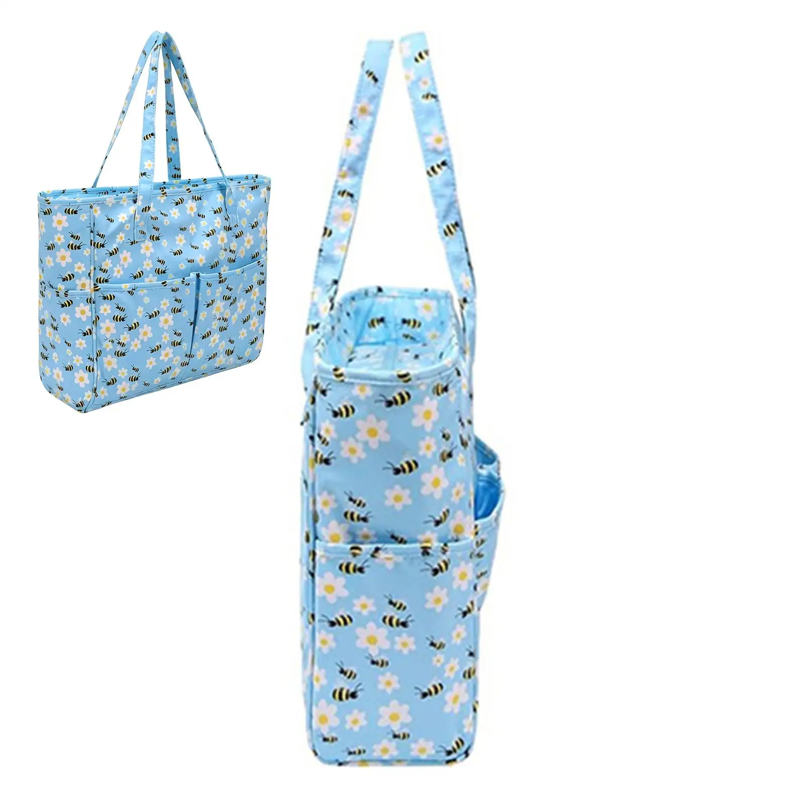 Crochet Project Bag Large Capacity Waterproof Smooth Zipper Moving Knitting Storage Crochet Bag Organizer For Ruler Craft Tool