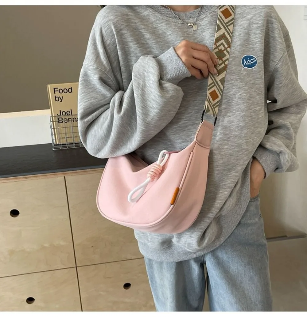 New Fashion Crossbody Bag Simple Wide Shoulder Strap Design Large-Capacity Single Shoulder Bag Commuting Dumpling Women Bag