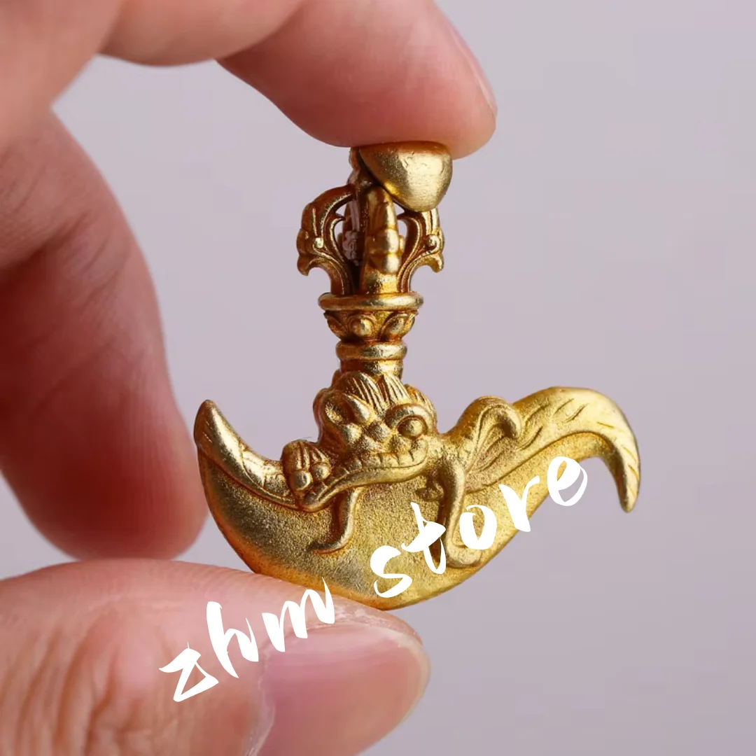 3.8*3.4cm Pure Copper Tibetan Supplies, Auspicious Tantric Buddhist Cleaning Nepal Dragon Head