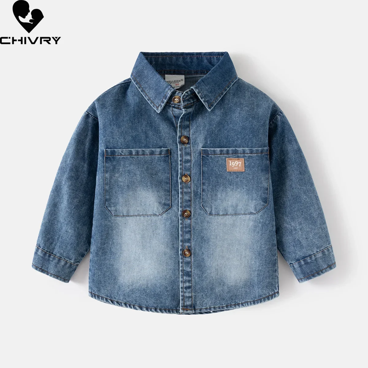 

Boys Classic Denim Shirts New Spring Autumn Fashion Long Sleeve Lapel Solid Washed Soft Denim Shirt Jackets Kids Casual Clothing