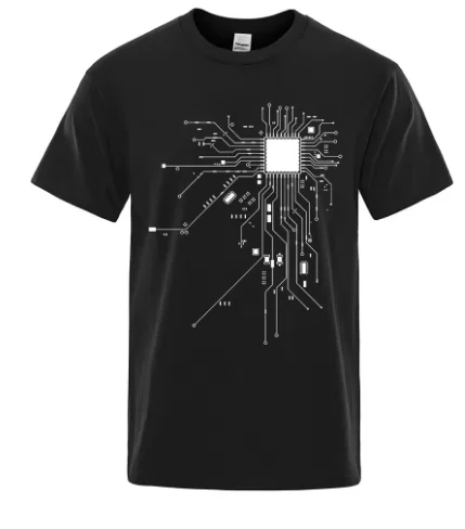 

Processeur Circuit DiagrammeT-shirt Hommes 100% комму Coton T-shirt Hommes Drôle Hauts Mode T-shirts