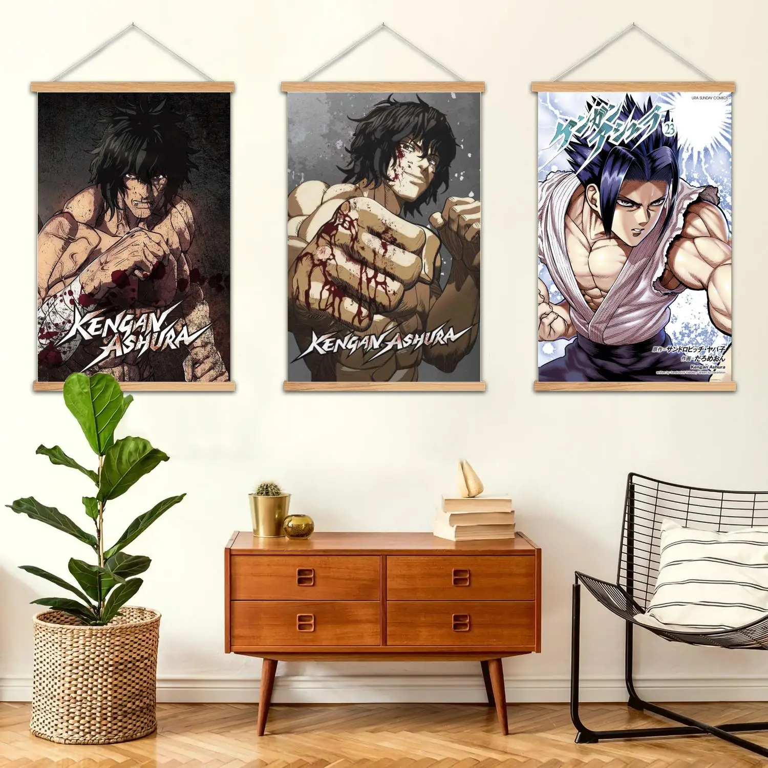 kengan cartoon Framed Wall Painting Canvas Art Poster and Wall Art,  Modern Family Bedroom Decor, Posters,Decorative painting