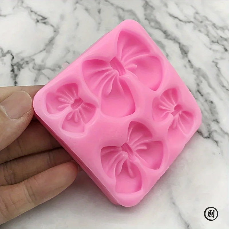 Molde de Silicone em Forma de Laço - 1 peça, Flexível e Reutilizável para Chocolate, Fondant, Decoração de Bolos