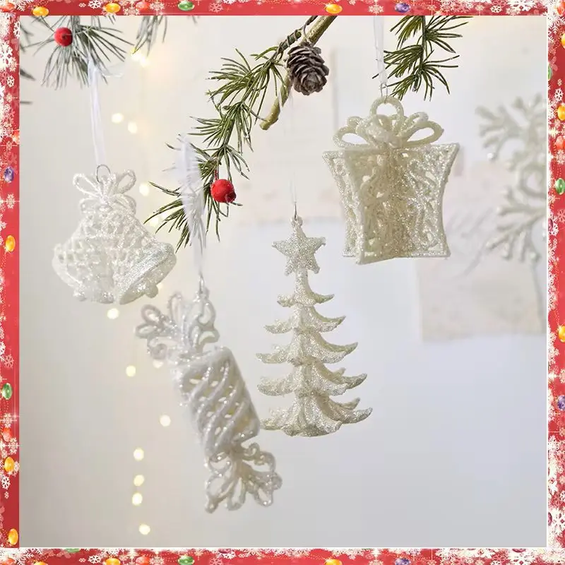 Petit pendentif en bois de flocon de neige scintillant de Noël, décor de scène de nouvel an, décoration de fête, ornements pour la maison, confrontation d'arbre de Noël, 1PC