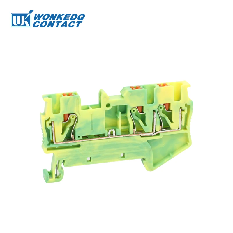 PT2.5-TW-PE Push-in Ground Din Rail Terminal Block 3-Conductor Earth PT 2.5 Twin Wire Electrical Connector PT 2.5TW-PE