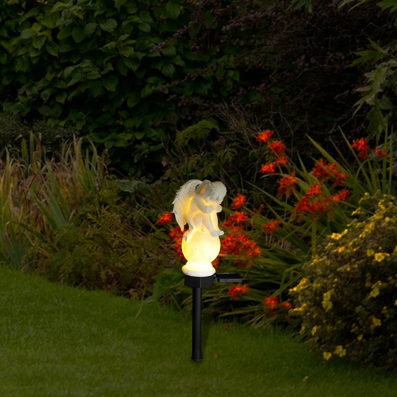 

Solar Powered Resin Ground Lights Delicate Design Warm Atmosphere Lawn Garden Decorations Outdoor Stake Lights