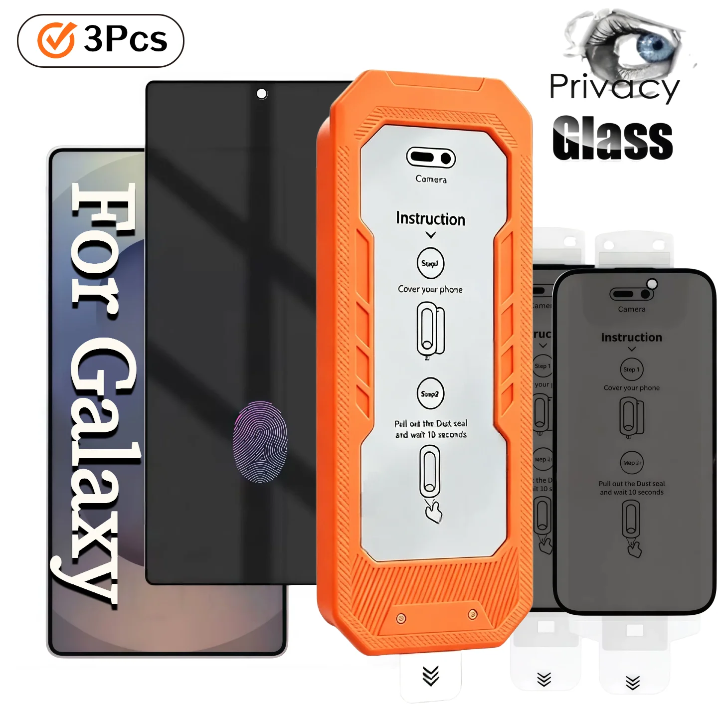 3-Pack Privacy Screen Protector Tempered Glass for Galaxy S26/S26 Plus/S25/S25 Plus/S25 Ultra/S24/S24 Plus/S24 Ultra