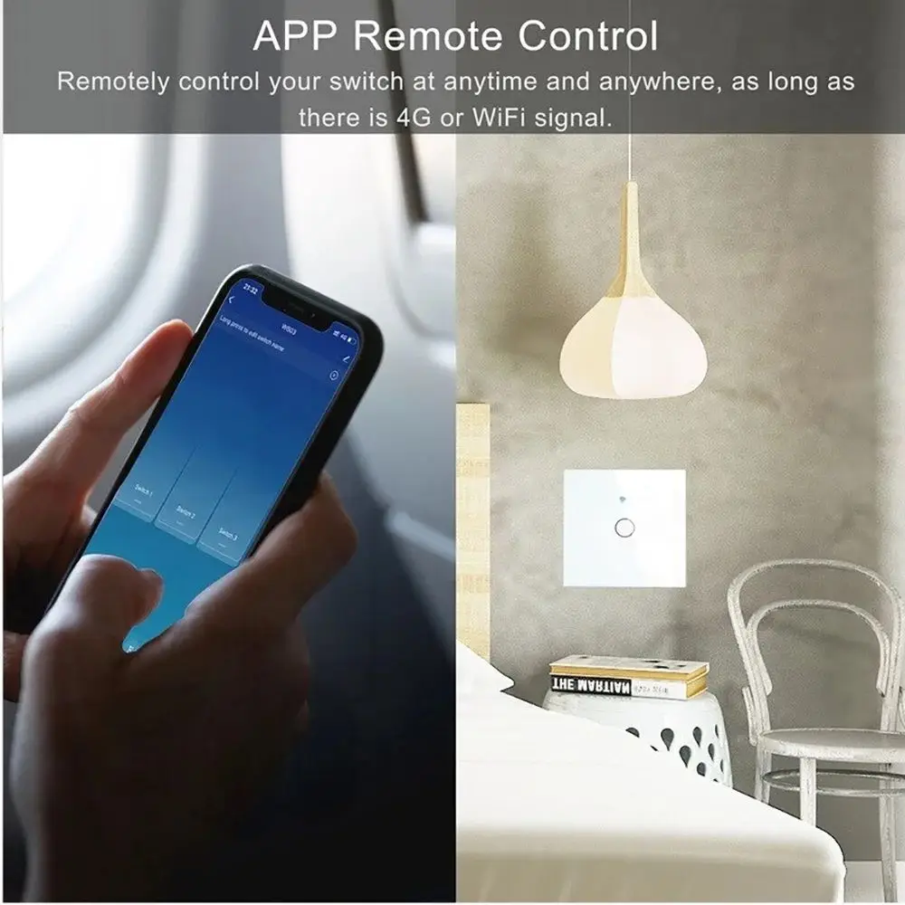 Tuya Wifi Smart Light Switch EU 1/2/3Gang Touch Light Switch No Neutral Wire Wall Light Switches dla Alexa Google Voice Control