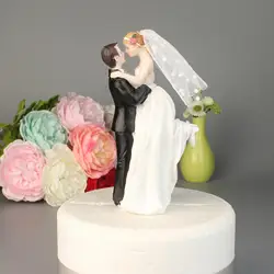 Resin Wedding Cake Topper Romantic Bride And Groom Couple Figurine Cake Doll for Wedding Valentine's Day Decoration Supplies
