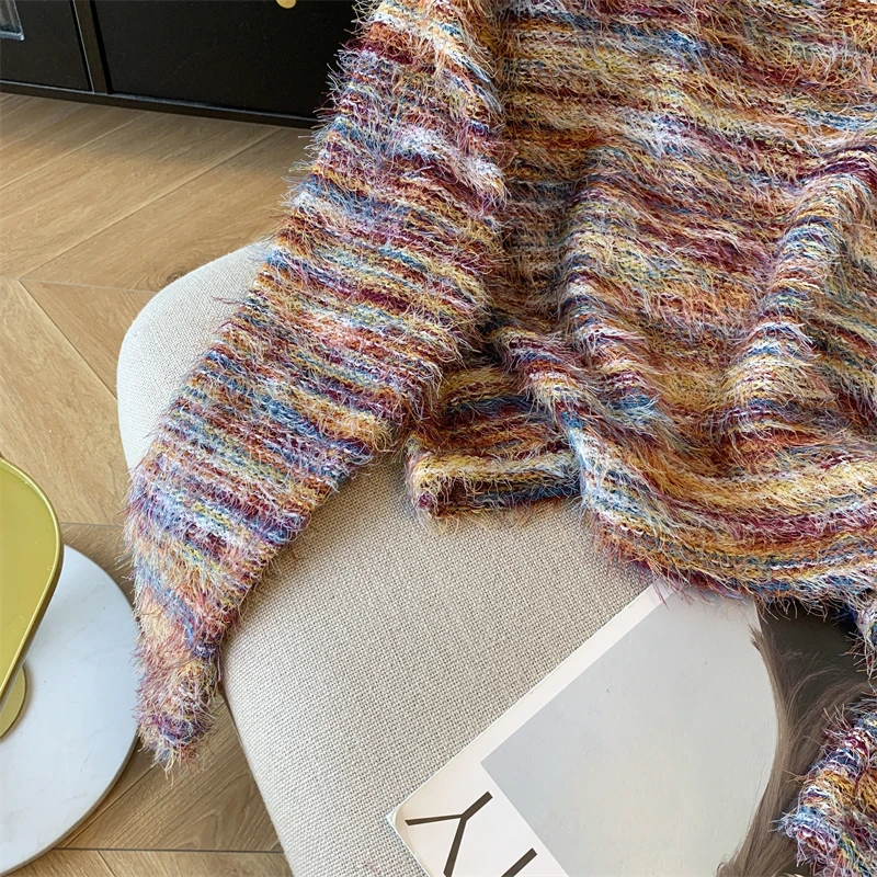   محبوك فضفاض ort Sve المرأة سترة مستديرة Ne البلوز لينة مريحة الخريف الشتاء Faionable Aosphere الشعور