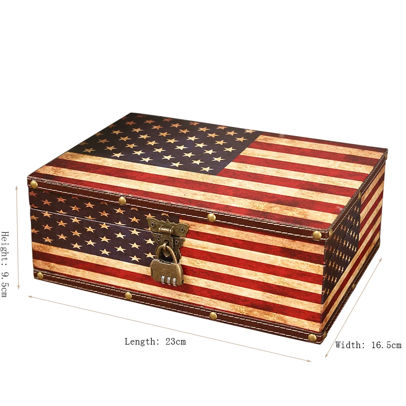 Retro Treasure Chest with Lock Vintage Wooden Storage Box Antique Style Jewelry Storage Box Safe Box