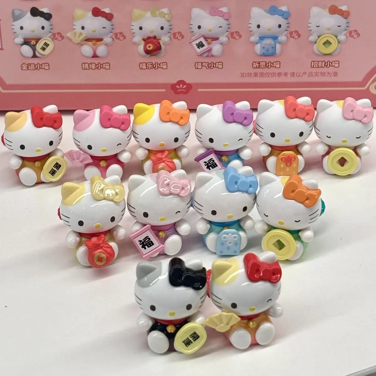 

Genuine In Stock Sanrio Characters Lucky Kitten Series Ring Bud Mini Bean Cartoon KT Blind Box Kuromi Ornament Toy Gift