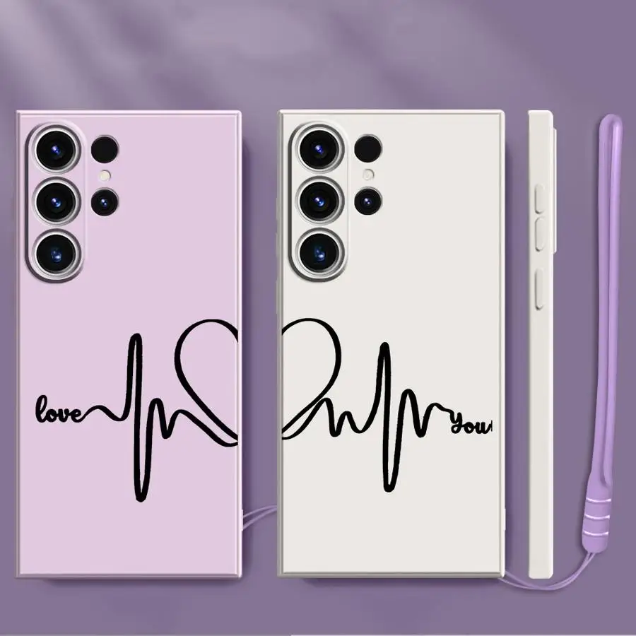 حافظة لهاتف سامسونج جالاكسي S20 S24 FE S22 Ultra Note 20 10 Ultra S25 Edge S21 Plus S23 خطوط الأزواج الحب