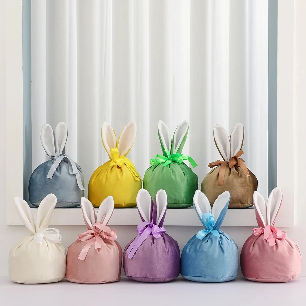 Easter Candy Gifts Bag For Kids Velvet Bunny Ears Accessories Wedding Cute Decor Luxury Drawstring Bag