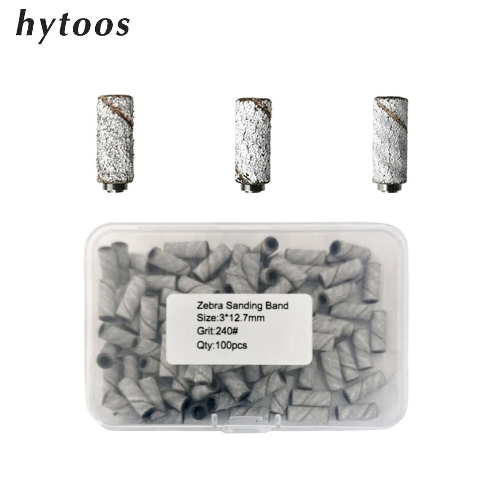 HYTOOS 3mm Small White Sanding Bands without Stainless Steel Mandrel Electric Nail Drill Bits Accessories Manicure Cuticle Clean