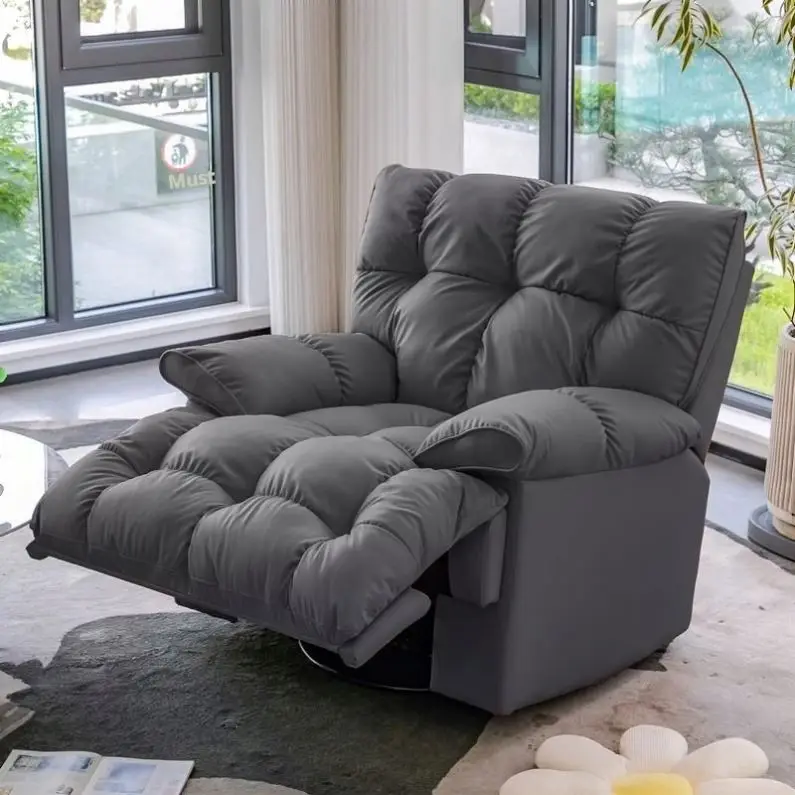 2024 produk baru bahan kain beludru Rocker tunggal malas Putar kursi Nordic Sofa Microfiber kursi ruang tamu