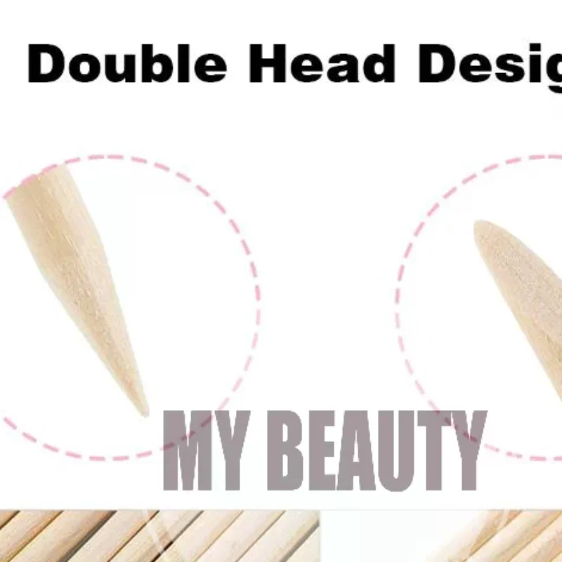 100Pcs 7.5cm Dual End Nail Wood Sticks Cuticle Pusher & Polish Remover for Home Salon Manicure