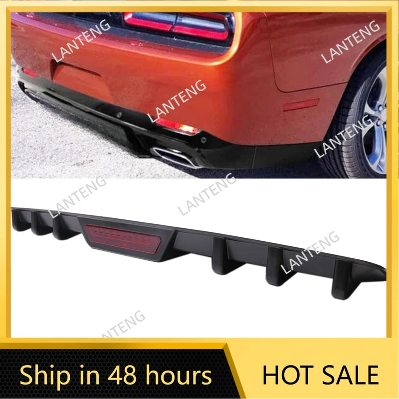 Car Rear Spoiler Bumper Diffuser Lip w/ LED Tail Brake Stop Light For D0dge Challenger 2008-2023 Automotive Accessories Parts
