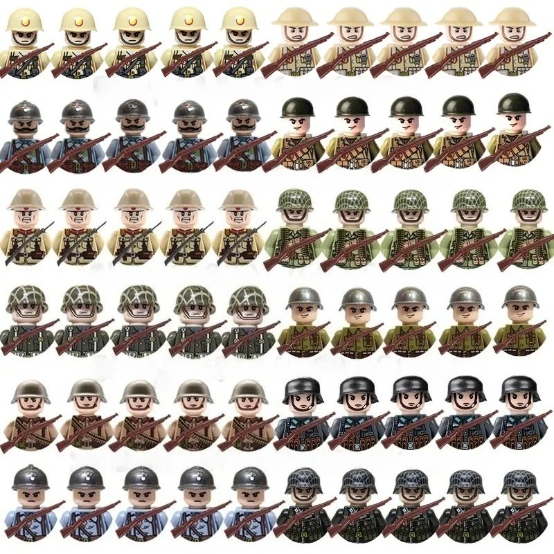 20 figuras de acción de soldados militares de la Unión Soviética, Estados Unidos, Gran Bretaña, Francia, Japón, Canadá e Italia, juguetes de regalo