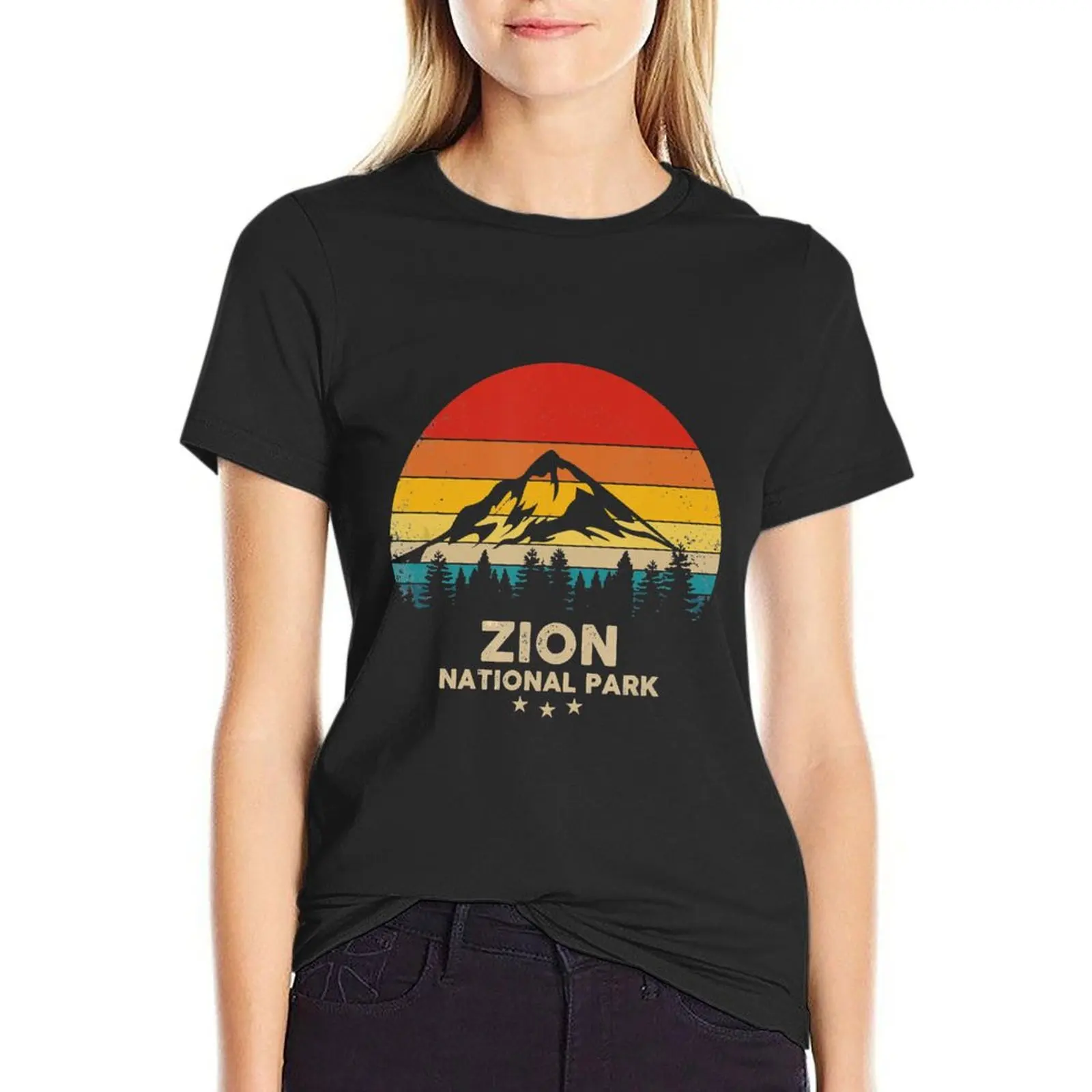 Vintage Zion-Nationaal Park Retro Souvenir T-Shirt Esthetische Kleding Korte Mouw T-Wit T-Shirts Voor Vrouwen