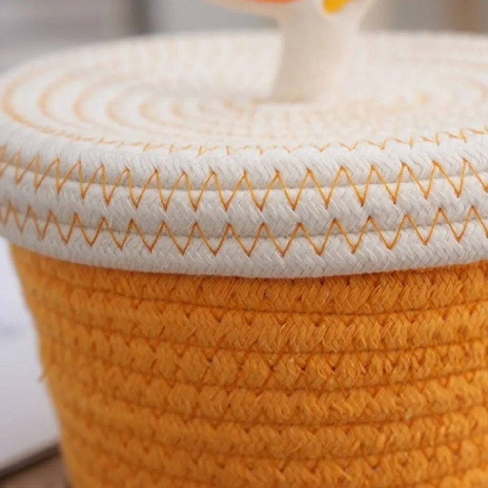 Cotton Rope Woven Storage Basket Ins Style Decorative Desktop Storage Box Large Capacity with Lids Sundries Organizer Kids Toys