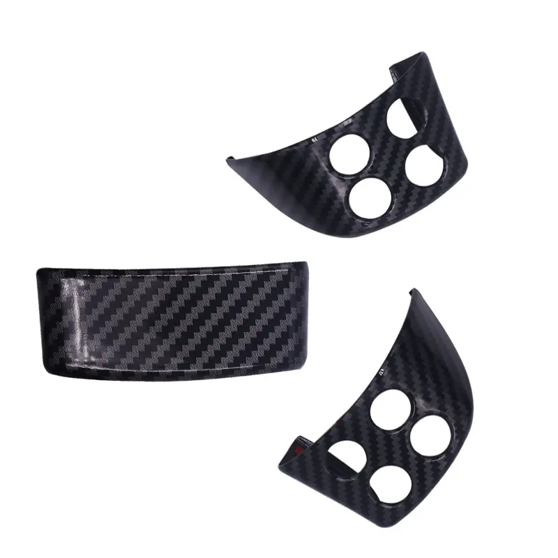 For VW Golf 5 MK5 Passat B6 Jetta MK5 Tiguan 3pcs ABS Carbon Fiber Texture Interior Steering Wheel Panel Cover Protective Trim