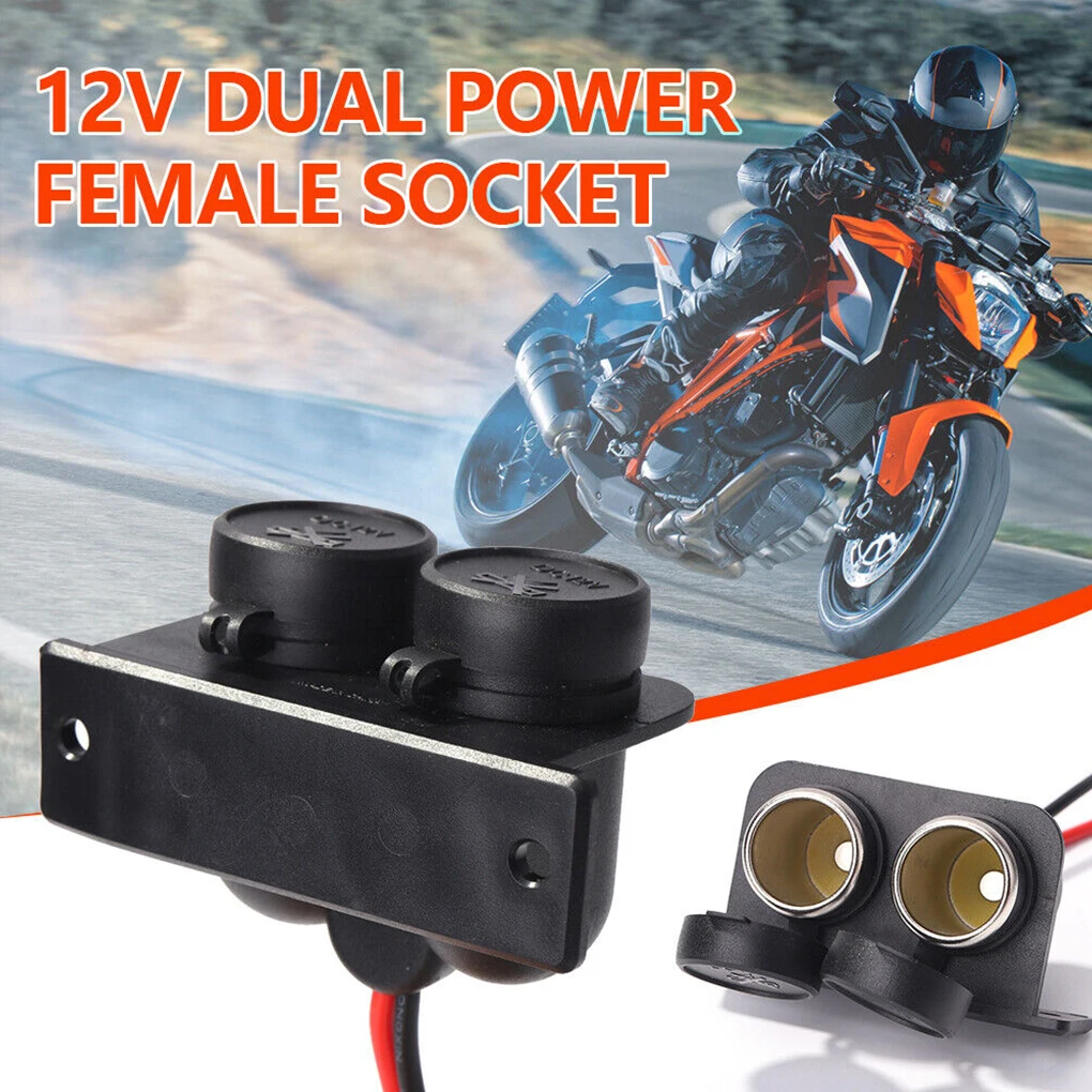 

Cigarette Lighter Socket Waterproof Connector Dual-Hole Power Adapter Plug Vehicle Fittings Universal Motorbike Parts