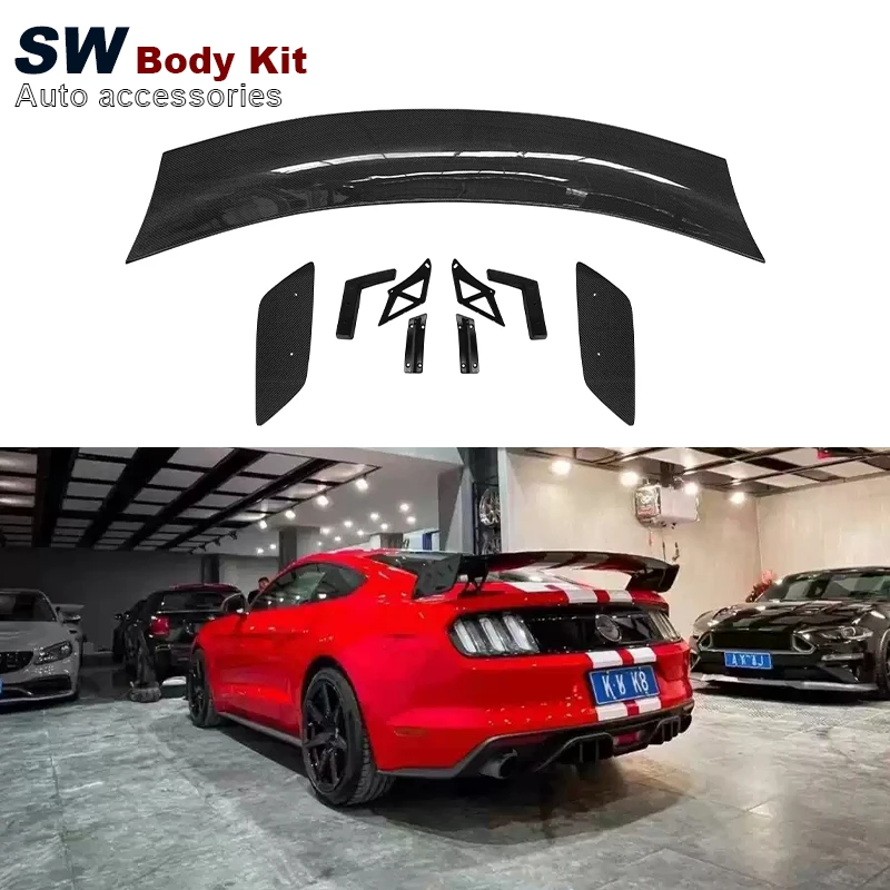 

High Quality Carbon Fiber GT500 Style Rear Spoiler Wing Trunk Wing Splitter High Wing Spoiler for Ford Mustang 2015-2021