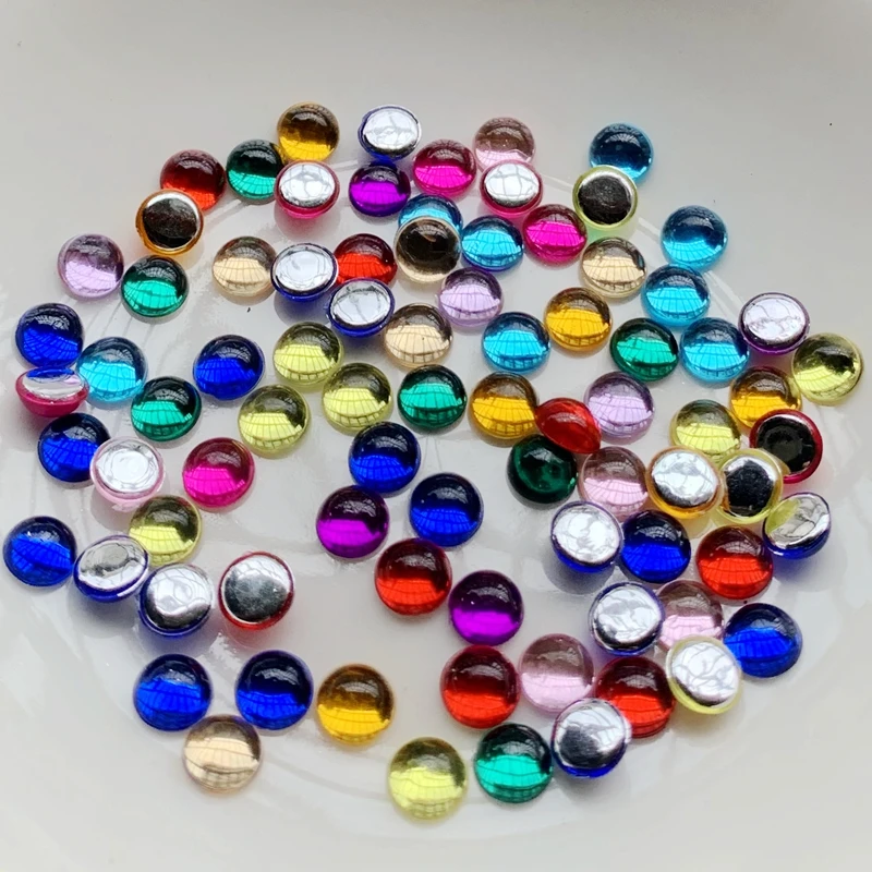 6mm semicircle Acrylic flat back nail art mobile phone decorative jewelry making accessories  nail rhinestones  nail supplies