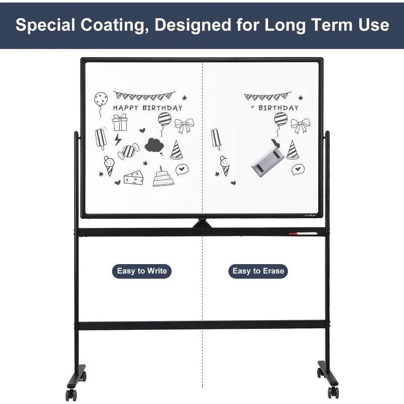 Dry Erase Whiteboard Easel on Wheels - 70