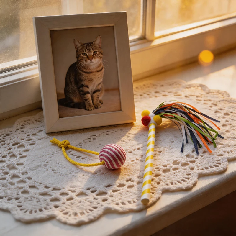 

Cat Teaser‌ Wand Fake Paper Toys for Pet Memorial Funeral Cremation Supplies Cats Loss Spirit Money Gravestones Remembrance Item