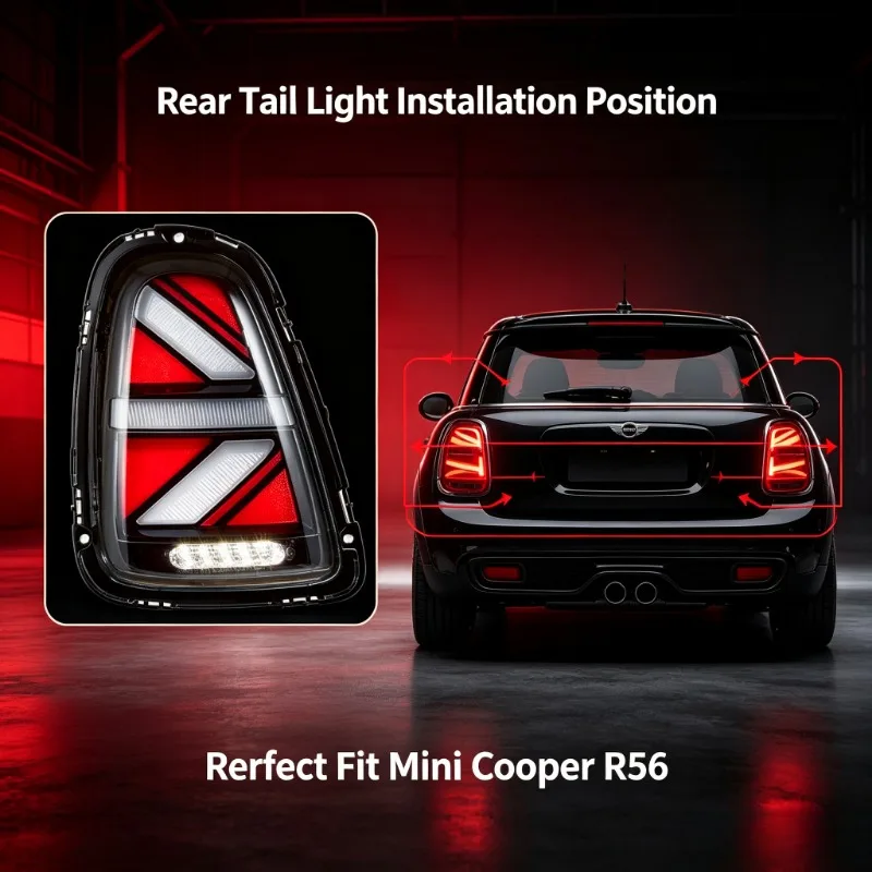 Moggic LED Tail Light Assembly For Mini Cooper R56 Modified Dynamic Sequential Turn Signal Lamp