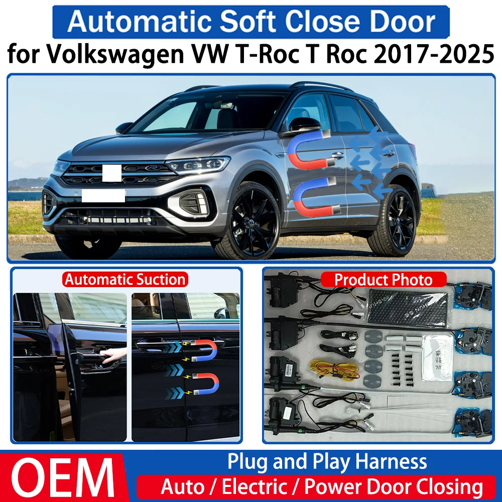 for Volkswagen VW T-Roc T Roc 2017-2025 Car Automatic Soft Close Door Electric Suction Kit Auto Power Closing System Plug＆play