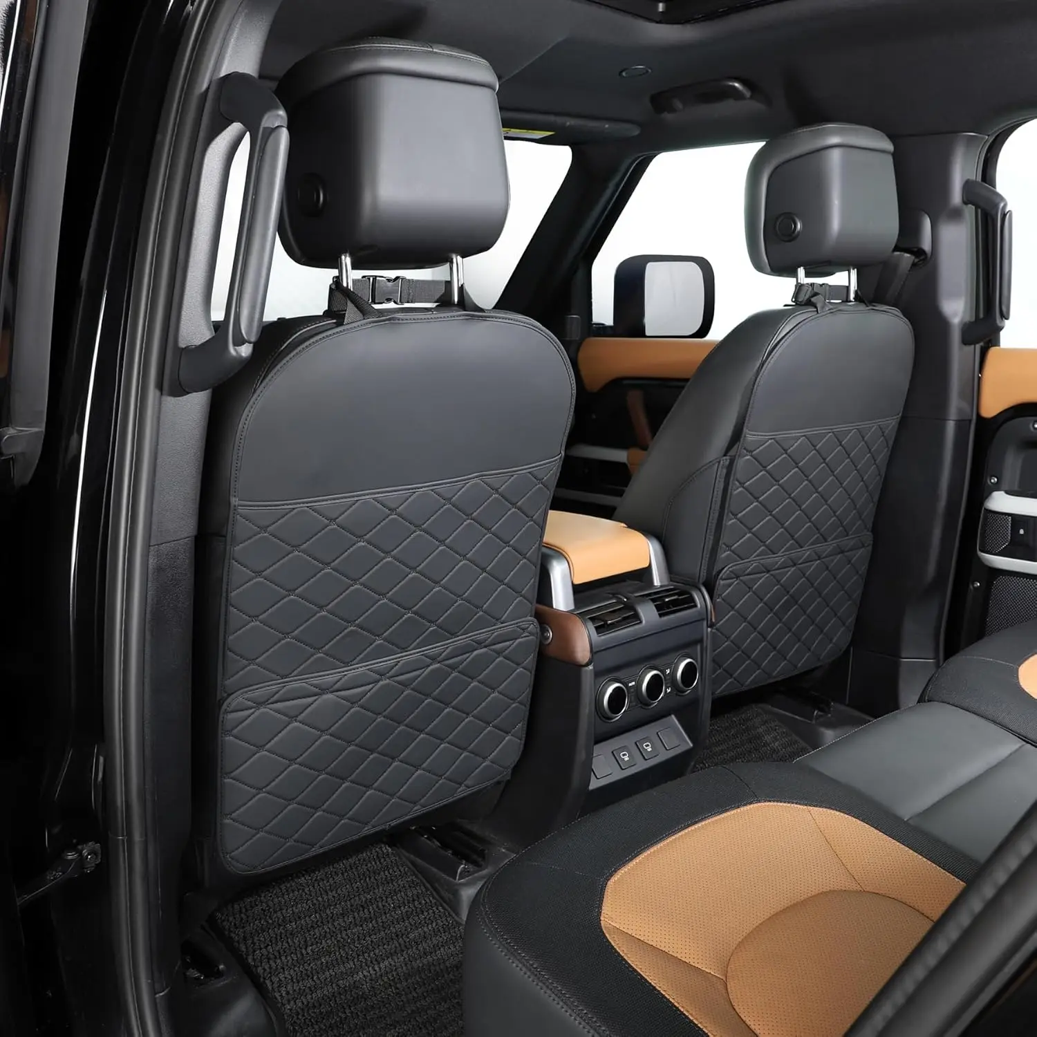 

Large Capacity Seat Back Protector with Storage Pocket, Prevents Kids' Kicks on Car Seats in Black