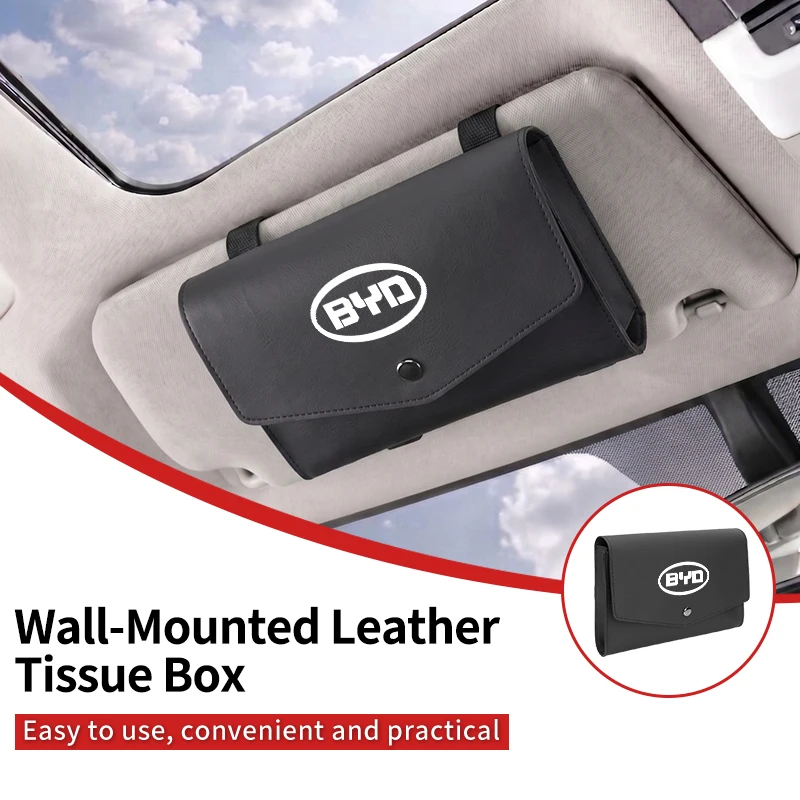 Leather Car Seat Back Tissue Box Sun Visor Tissue Box Holder For BYD M6 G3 G5 T3 13 F3 F0 S6 S7 E5 E6 Tang Song Qing Yuan Max